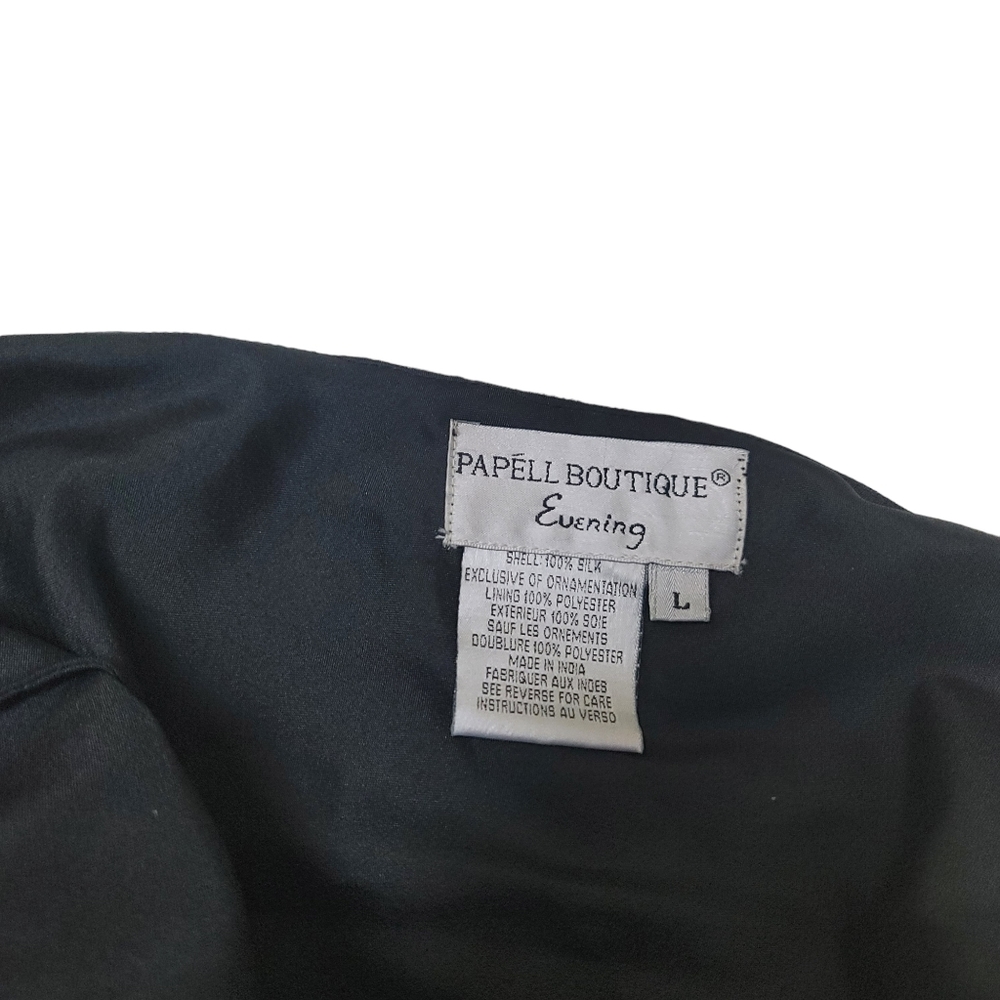 Papell Boutique Black Silk Beaded & Sequined Top - Picture 10 of 12